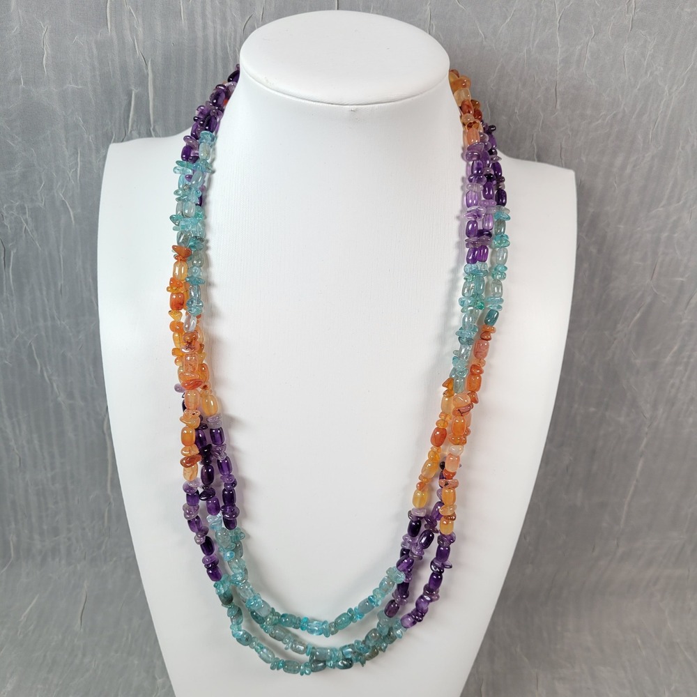 Jay King DTR 925 Sterling Silver Amethyst Carnelian Multigemstone Necklace